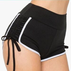 NWT black/white trim, yoga shorts pullon strings in each side size XL